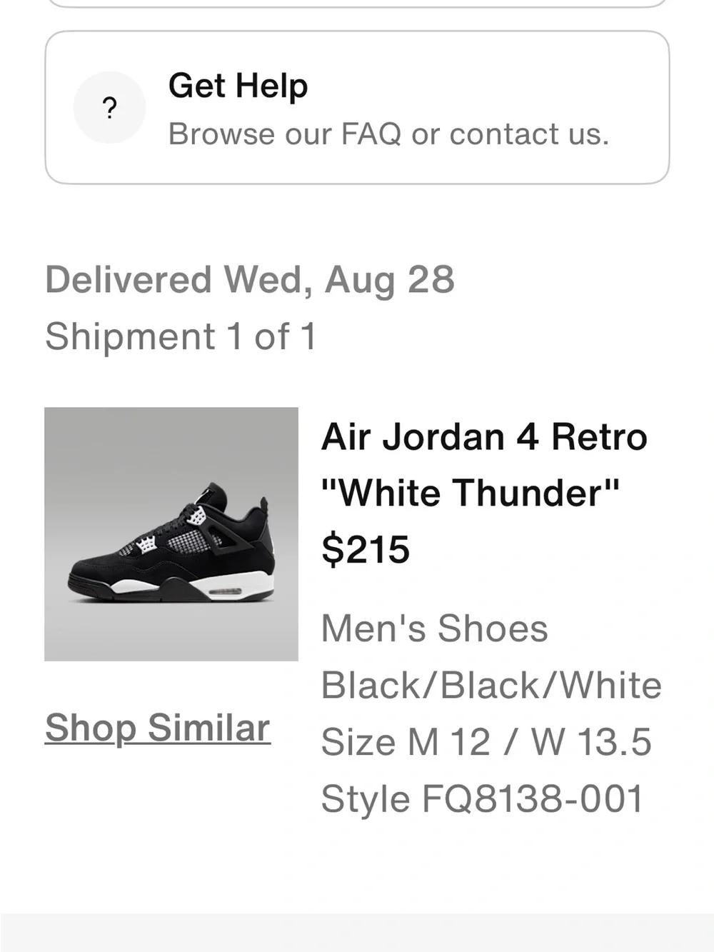 Jordan 4 White Thunder Men’s Black and White Mens 12. Authentic. See photos.